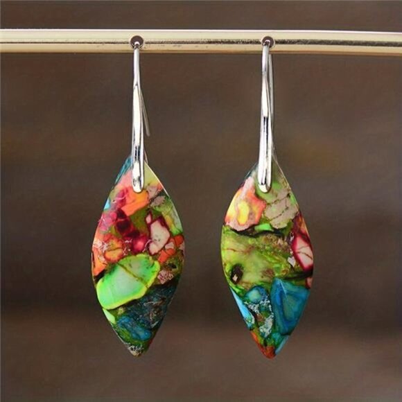 BOHEMIAN Handmade Natural Stone Dangle Women's Earrings Multicolor - Picture 3 of 6